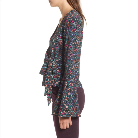 Nordstrom Chloe & Katie bell sleeve wrap blouse - Picture 3 of 7